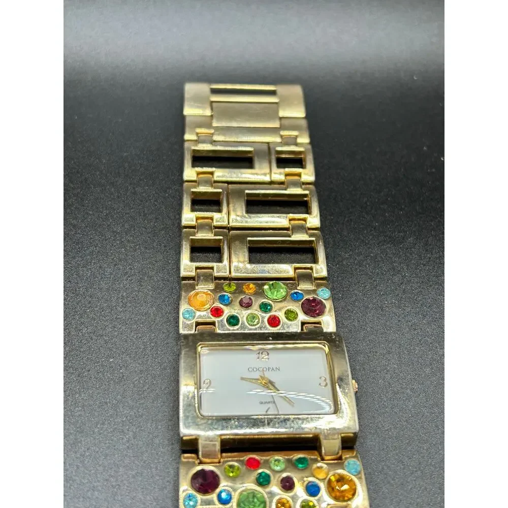 Suzanne Somers Gold Tone Crystal Bracelet Watch Multi-Color Rhinestone Dial - Picture 13 of 13